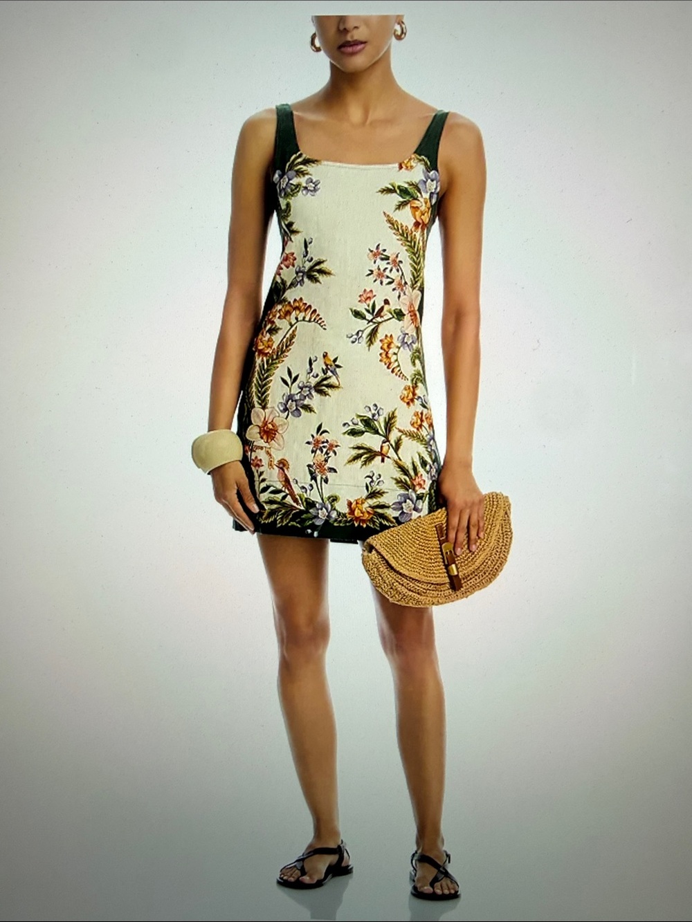 Farm Rio Nature Sand Linen Mini Dress - Picture 2 of 12